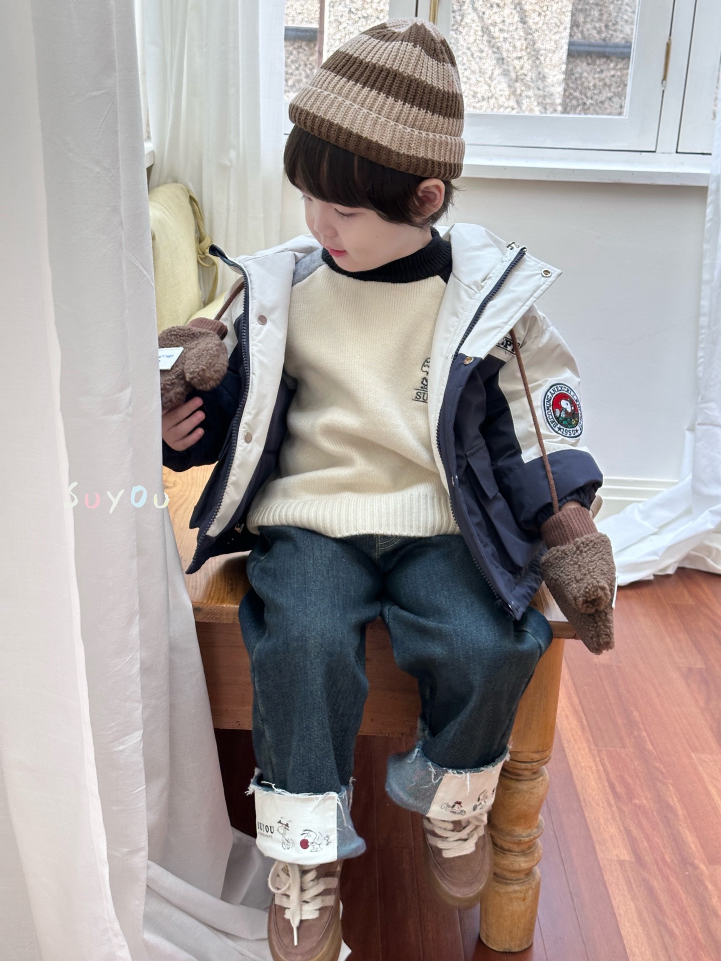 【027】实体品牌2024冬季新款韩系网红潮款搭配男童女童羽绒服保暖