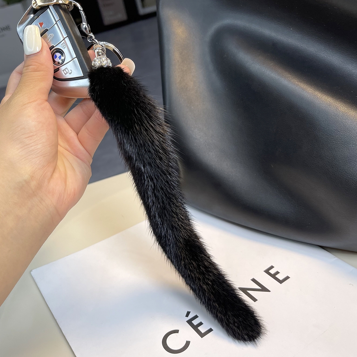 水貂毛钥匙扣挂饰包包挂件手机挂饰