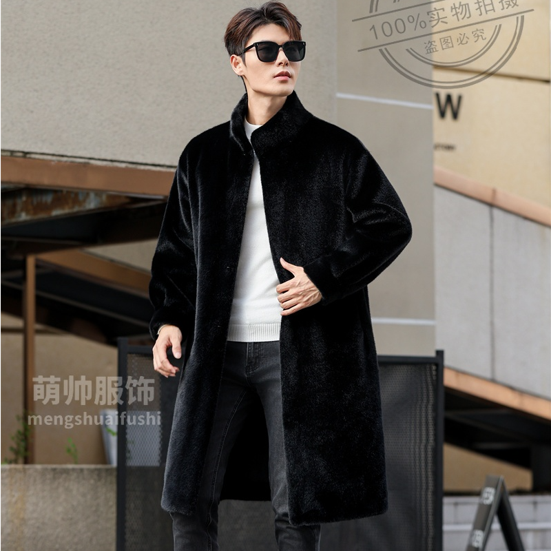 冬季保暖秋冬皮衣新款大衣长款男士英伦风休闲独家款式男款立领