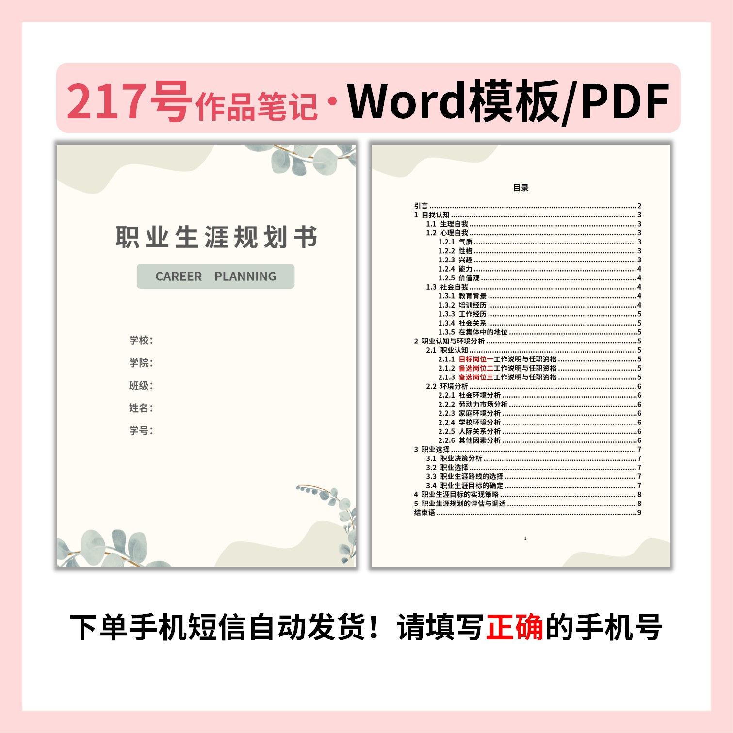 职业生涯规划书217号Word模板