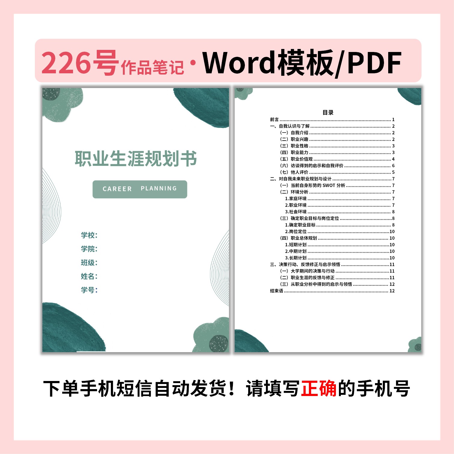 职业生涯规划书226号Word模板