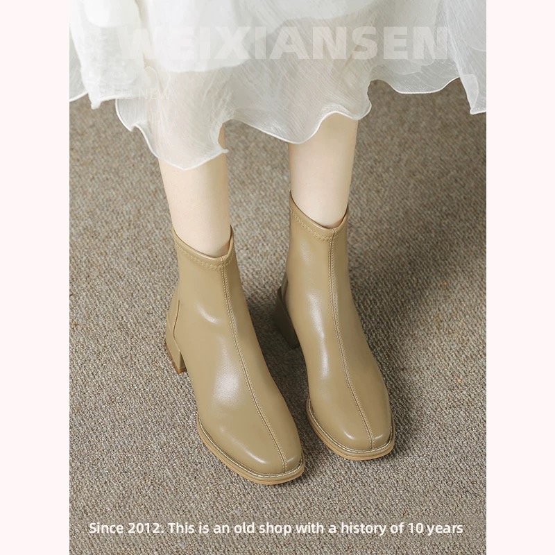 女鞋大码女鞋冬季时尚百搭短靴廋廋靴真皮加绒保暖棉靴棉鞋雪地靴