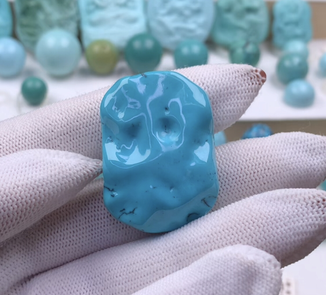 原矿绿松石精品随行无事牌27.1毫米，38.6毫米，10.9毫米，19.73克