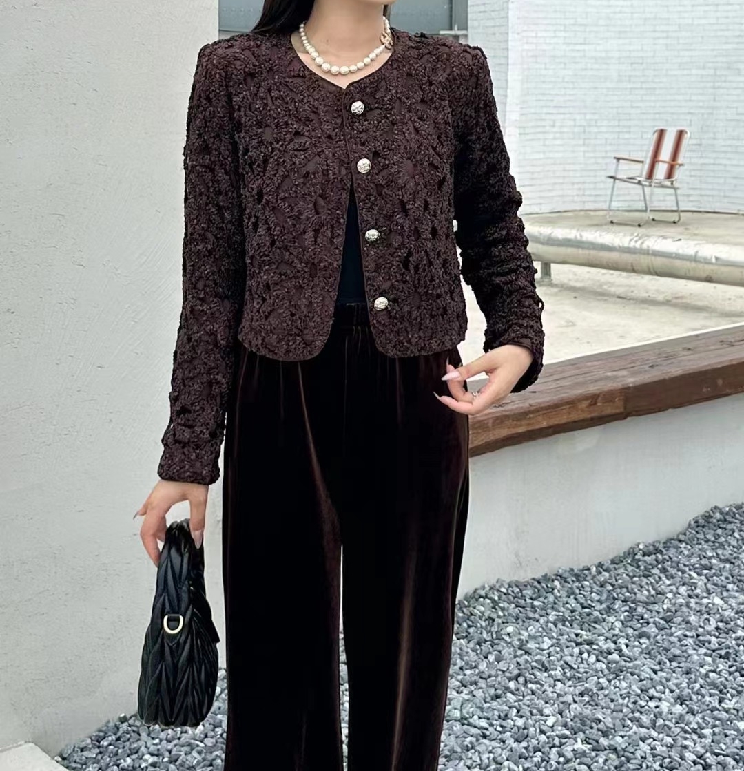 【千金坊】秋季新款高品质小香风重工钉珠款气质款外套