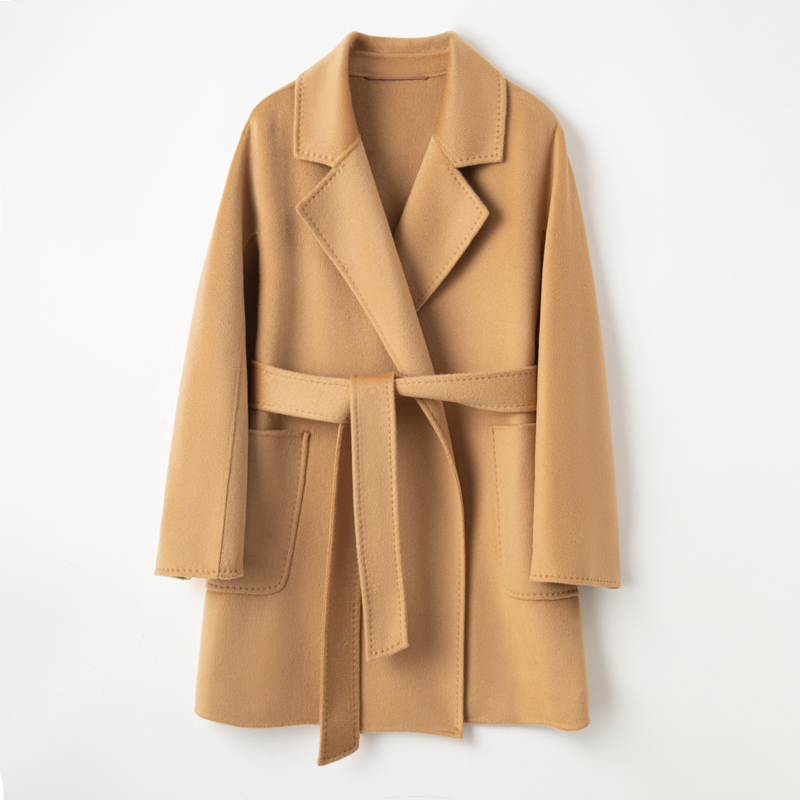 似水小山羊绒14.5-15微米浴袍短款纯羊绒大衣709