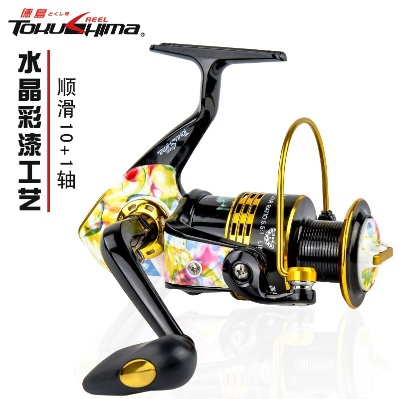 TOKUSHIma/德岛VF鱼轮彩漆金属线杯纺车轮光渔轮11轴斜口鱼线轮