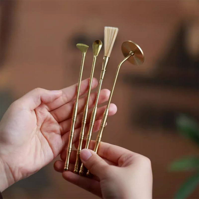 黄铜香篆工具入门四件套打香篆工具铜扫铜铲铜勺铜灰压中式复古