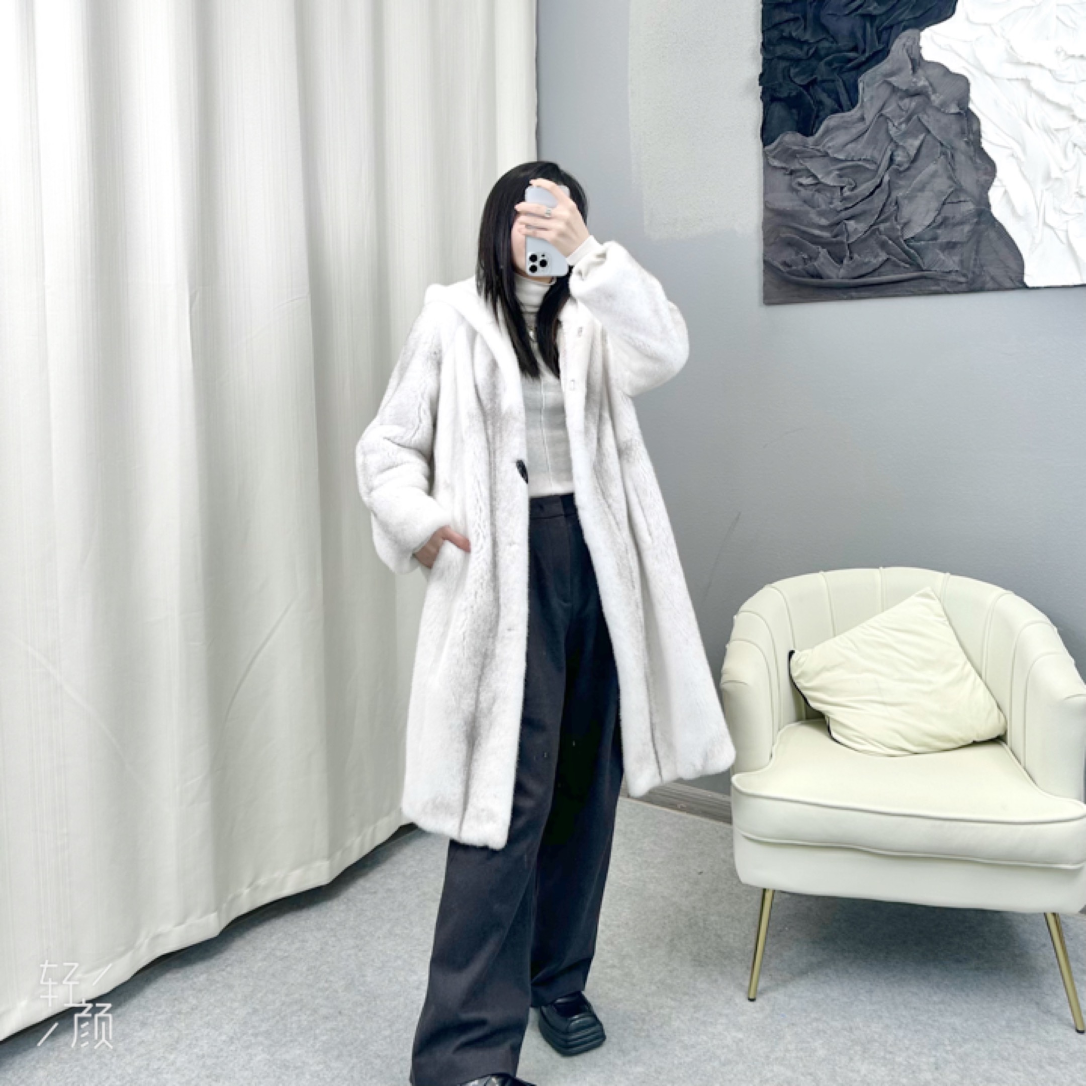 【悦动旋律】25年新款进口丹麦天鹅绒水貂皮草整貂连帽