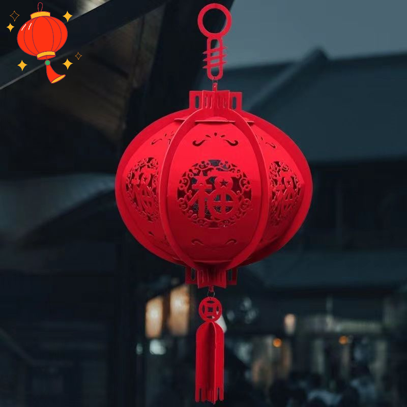 大门红灯笼春节新款过年挂件商场室内红灯笼简约春节装饰福字宫灯