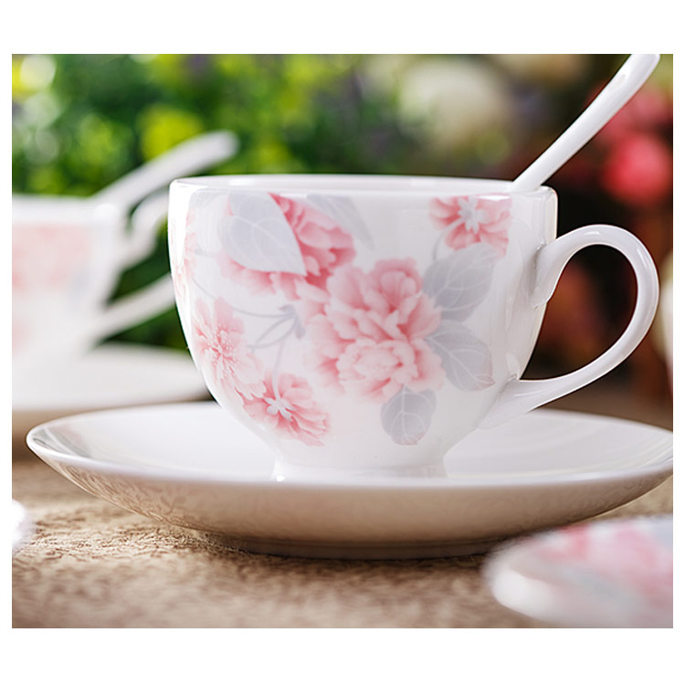华光国瓷骨瓷家用咖啡杯碟欧式轻奢高级感咖啡杯浪漫晨曦咖啡杯