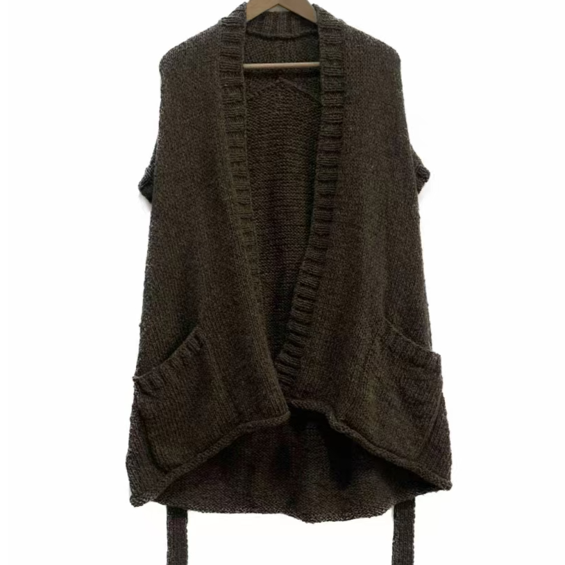 左岸迷香 羊毛 糯绿色 针织马甲Z24FW7001