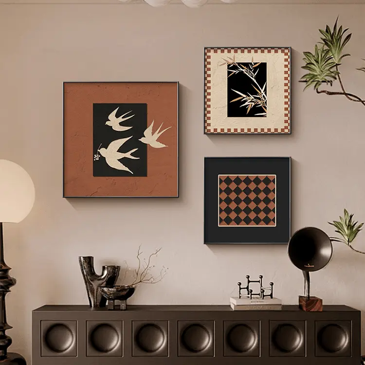 中古风客厅装饰画卧室床头挂画小众艺术沙发背景餐厅墙壁装饰画