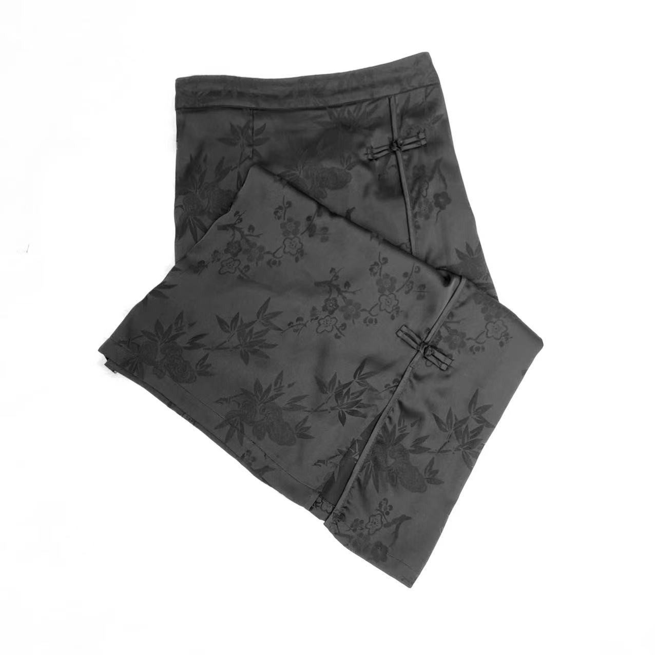 透气裙子妈妈装新款国风盘扣开叉一步裙包臀裙洋气