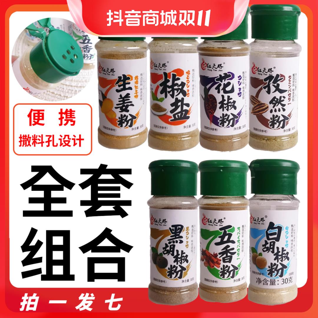烧烤调料椒盐粉孜然粉胡椒粉五香粉芝麻辣椒面辣椒粉【到手7葱0g