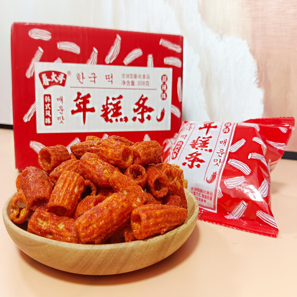 韩式年糕条308g*整箱甜辣味爆款推荐追剧零食膨化食品脆爽香葱0g