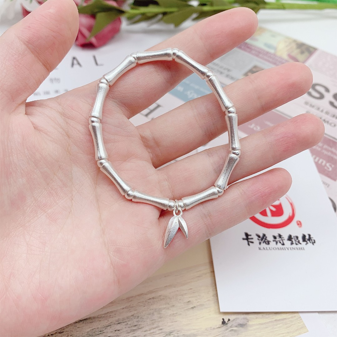 足银手链 新品竹节手链【足银9999】网红ins时尚手串素款女士手环