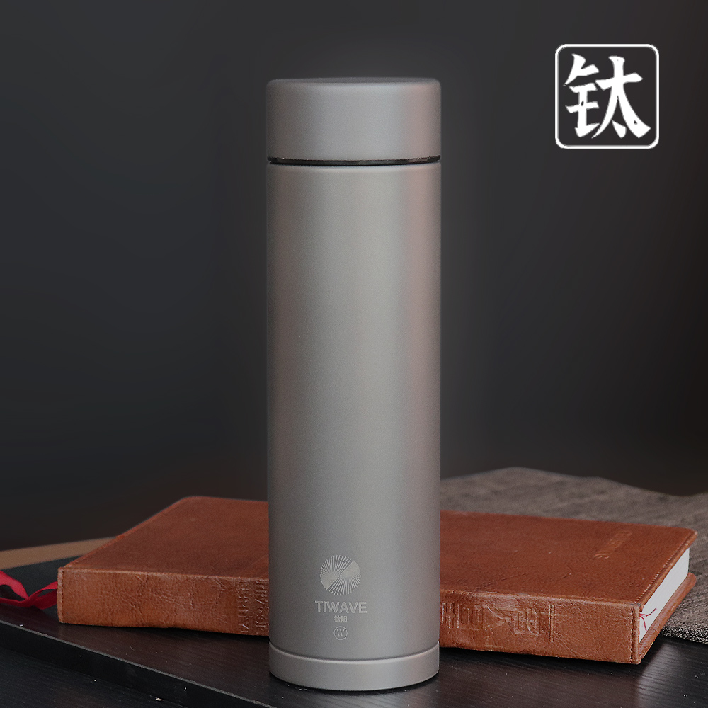 【微瑕疵】 内外纯钛真空大容量办公杯（经典灰）450ml-85水杯