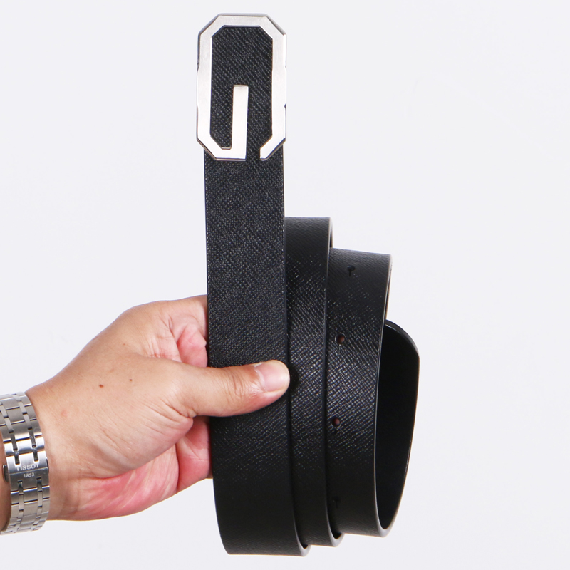 男式不锈钢拉丝平滑扣单层头层牛皮腰带手工订制皮带裤腰带平滑扣