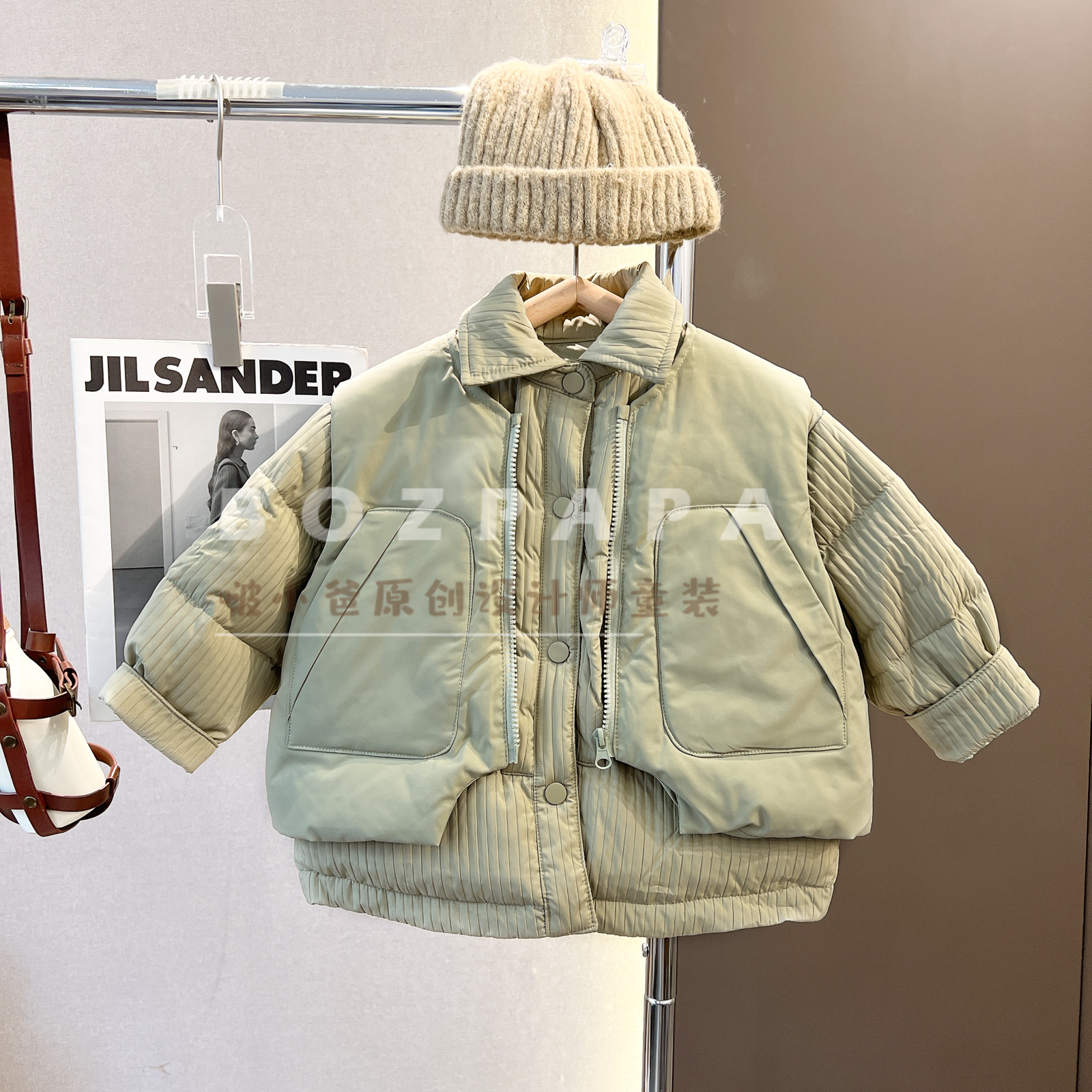 现货【糖渍青梨】2023新款时尚可拆卸韩版儿童加厚棉衬衫马甲外套潮