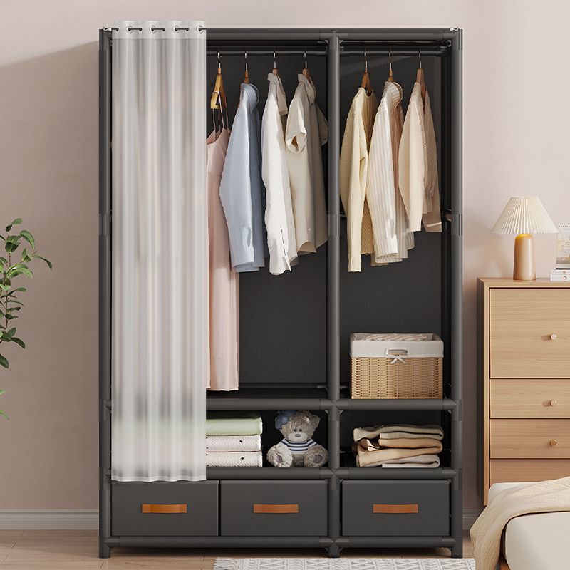 大容量简易衣柜家用防尘布衣柜钢管加厚加粗出租屋用带抽屉挂衣橱
