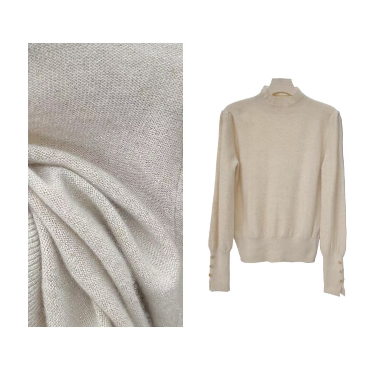 (QT专属）冬季新款亮片荷叶领毛衫-XZQT008