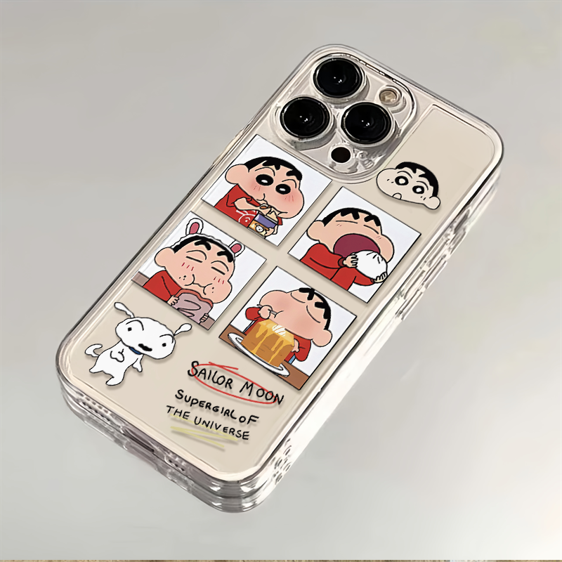 吃货蜡笔小新适用苹果15手机壳iPhone11卡通/12/13透明14promax软