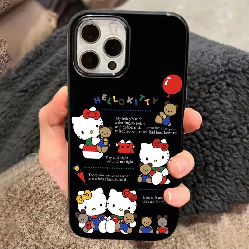 高级黑大孔卡通适用苹果15手机壳iphone13/14promax新款12/11半包