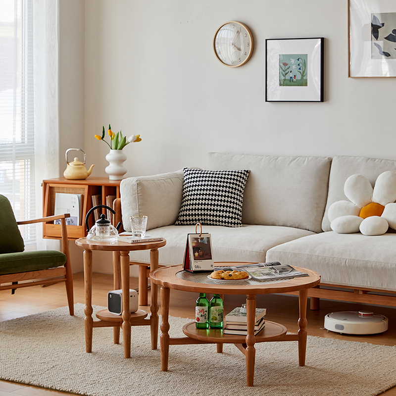 【澄澈圆几】管木匠北欧实木茶几日式小户型圆边几樱桃木小茶桌阳