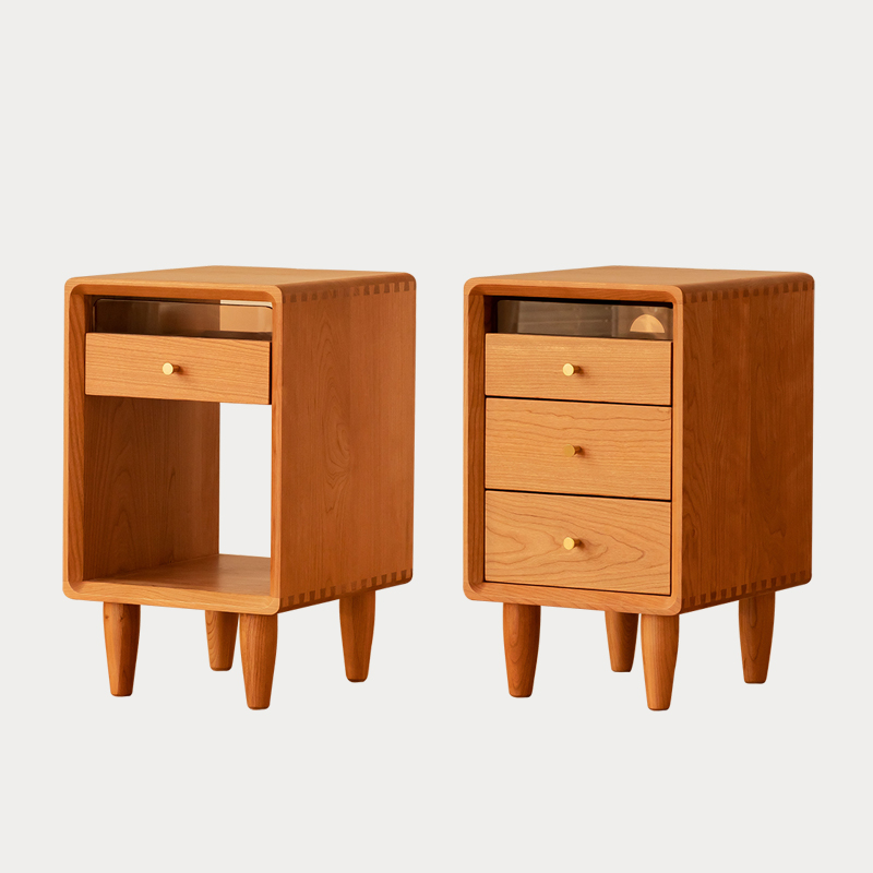 【木夕床头柜】管木匠樱桃木全实木窄款北欧小户型边柜卧室储物柜