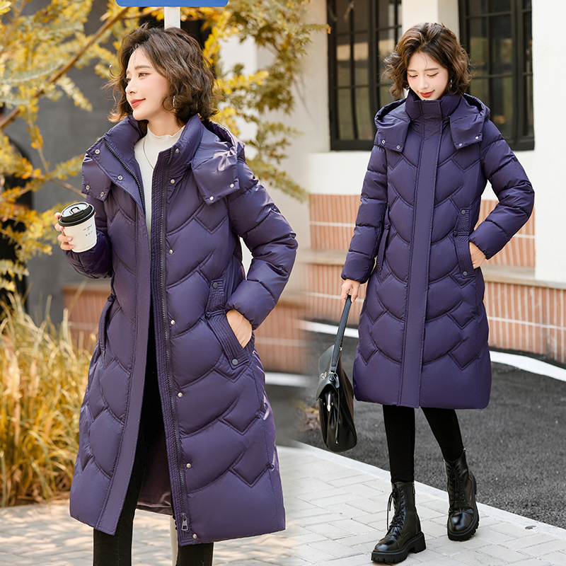 石墨烯内里加厚棉服外套过膝款时尚女士棉服高品质新款女装