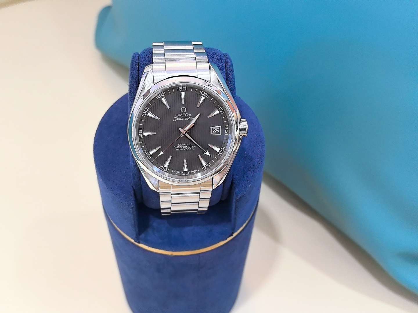 99新 Omega/欧米茄 41口径欧米茄海马150黑盘机械，