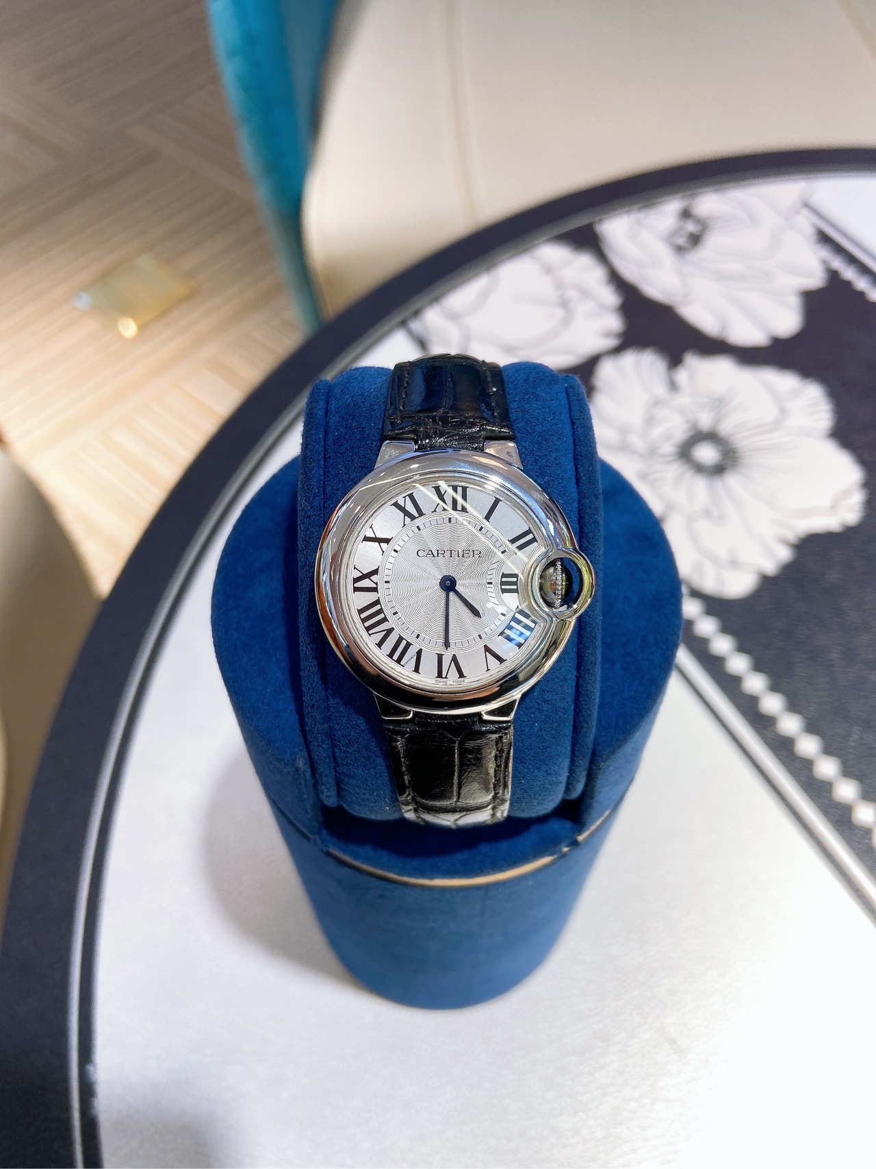 99新 Cartier/卡地亚 卡地亚蓝气球 石英 精钢 33毫米白盘皮带