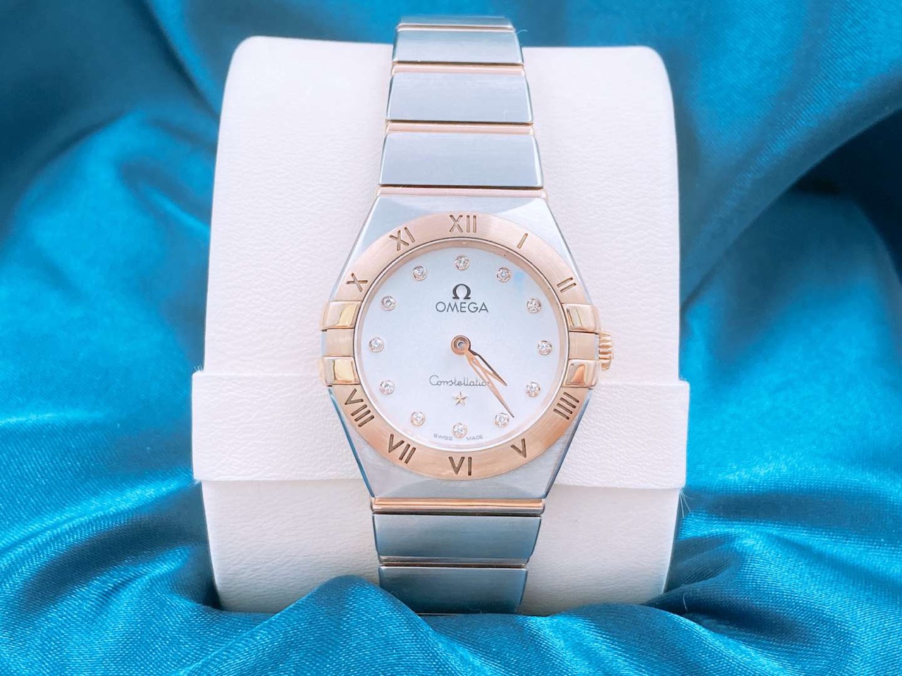 95新 Omega/欧米茄 曼哈顿 25表径 內钻 玫瑰金间金