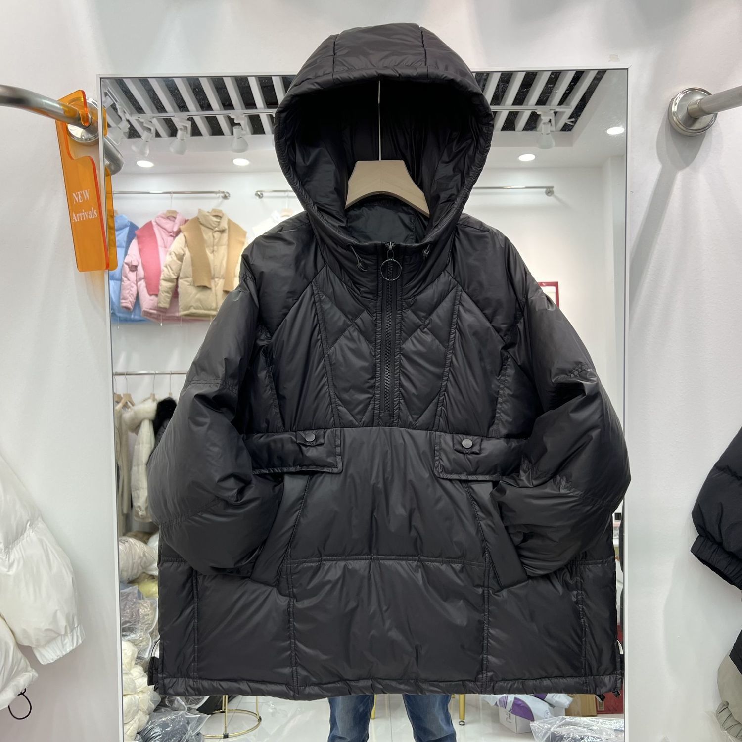 新款2023羽绒服羽绒服冬季新款韩版连帽卫衣套头宽松时尚小个子外