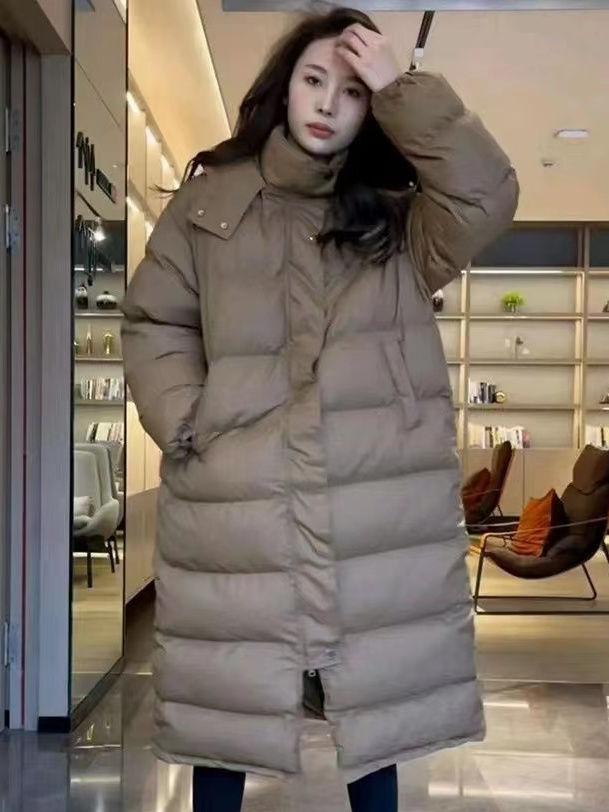羽绒服特大码300斤胖加厚羽绒服女2023秋冬宽松长款连帽羽