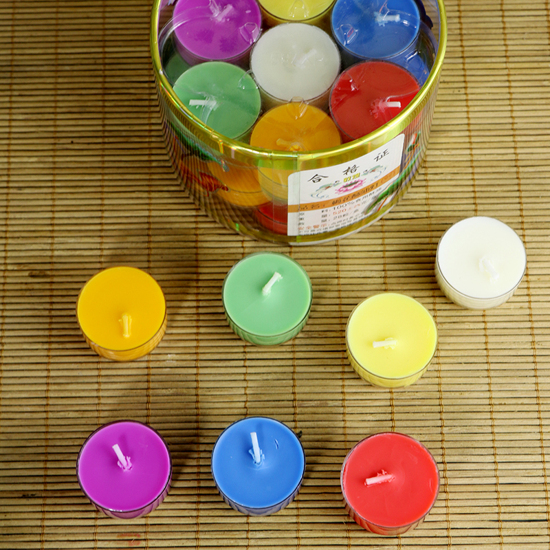 酥油灯蜡烛家用无烟天然七彩油粒4小时8小时红色生日黄色纯植物