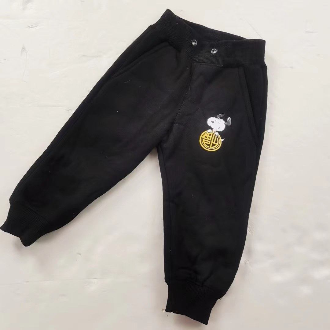 咿呀家 巴布豆 品牌 加绒 裤子 针织 黑色 （不指定图案）男女皆可