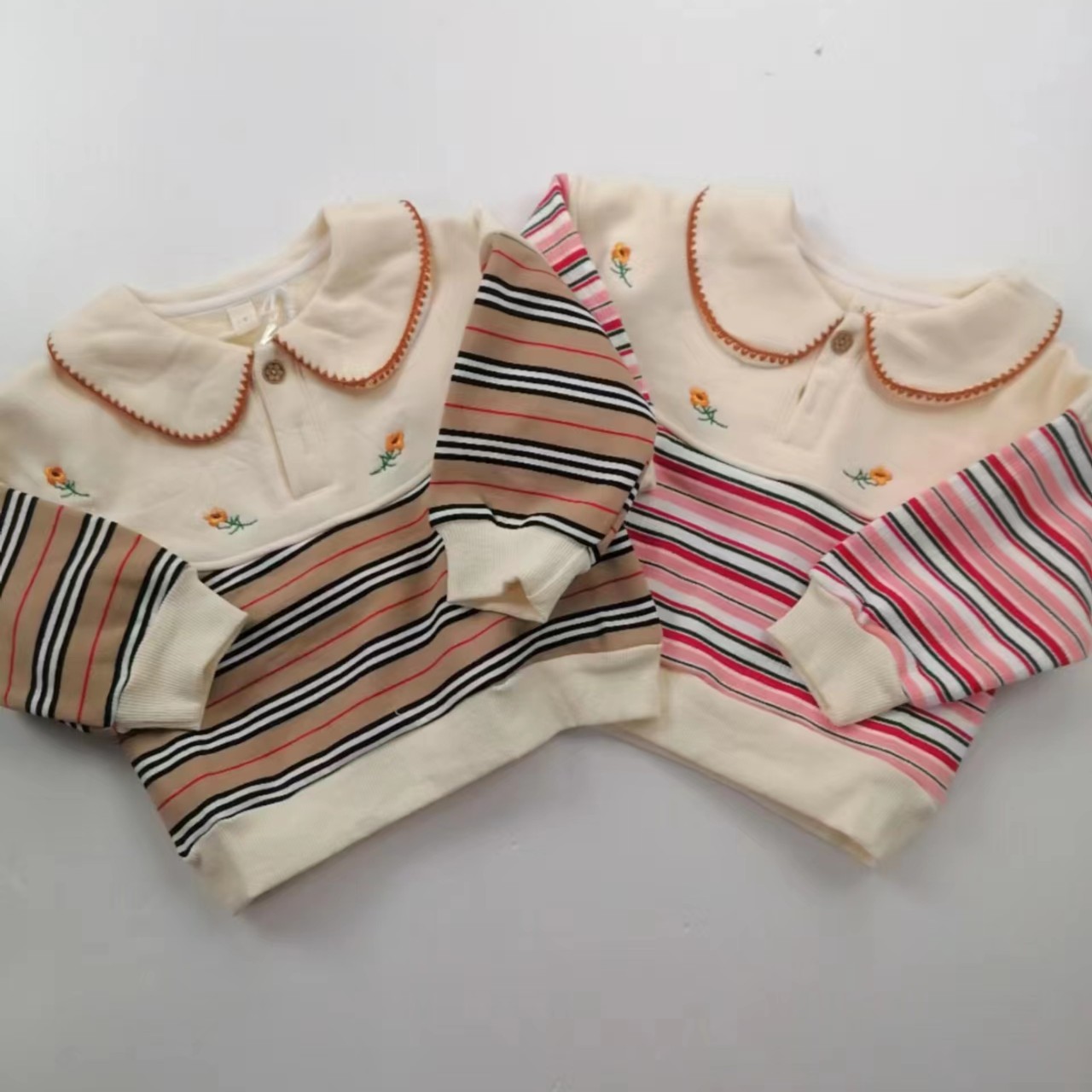 咿呀家 潇领子品牌 加绒刺绣花瓣领 儿童加绒打底衫 H17