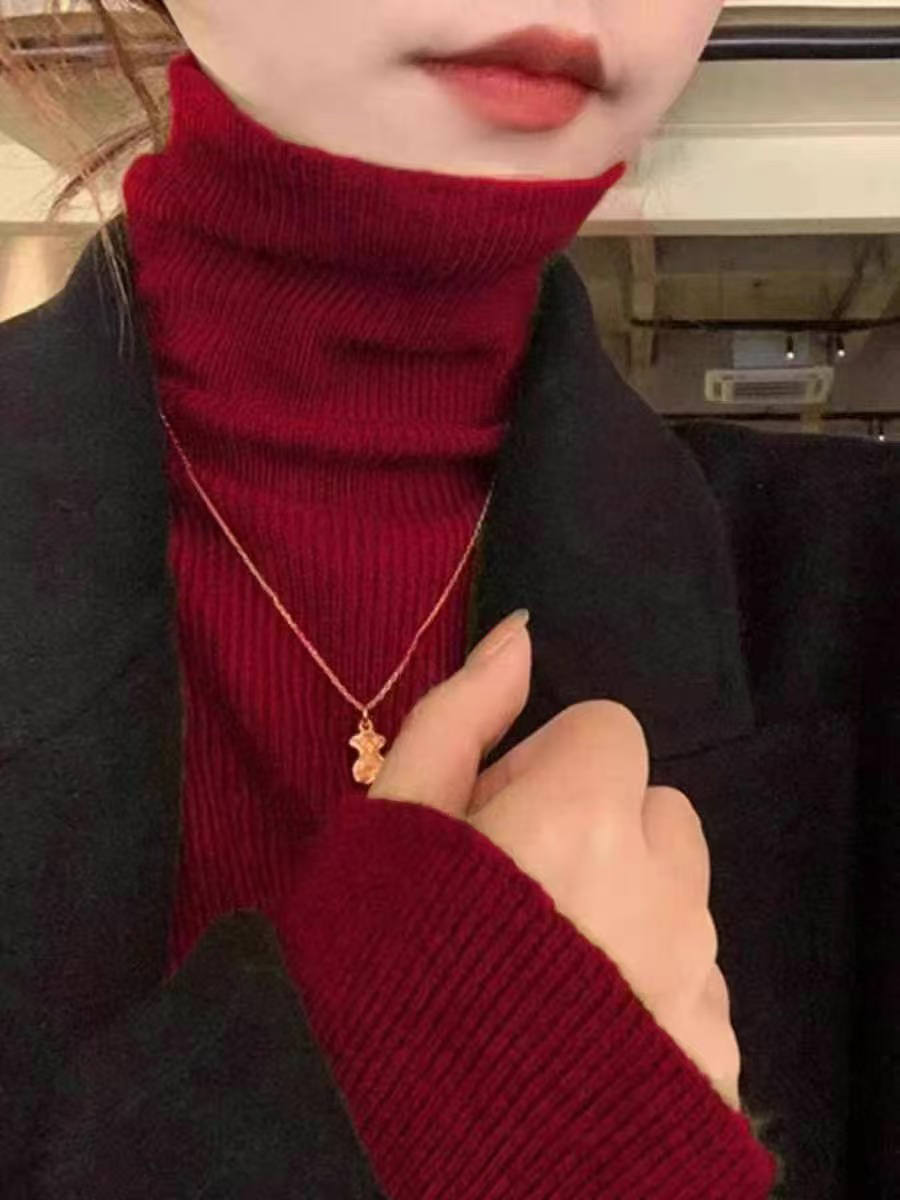 基础款高龄简约打底百搭显瘦洋气韩版堆堆领针织