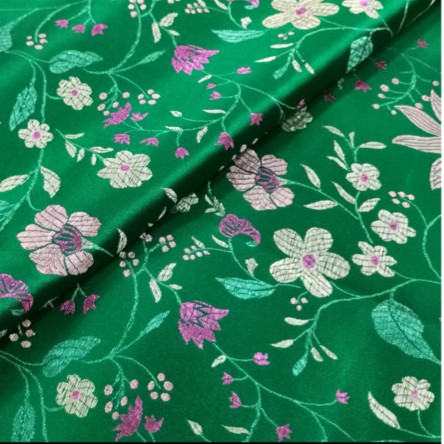 绿满园春色软缎面料，面宽1.1米宽