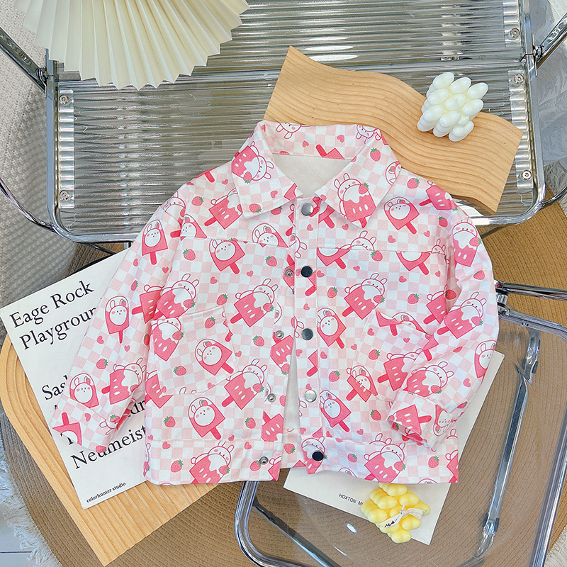 儿童春秋纯棉新款儿童外套男童女童时尚洋气休闲印花欧若风童装
