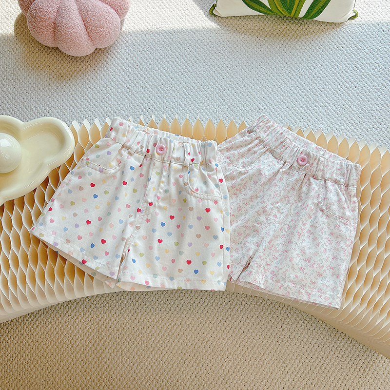 儿童女童新潮百搭夏季新款韩版时尚爱心印花短裤女宝宝欧若风童装