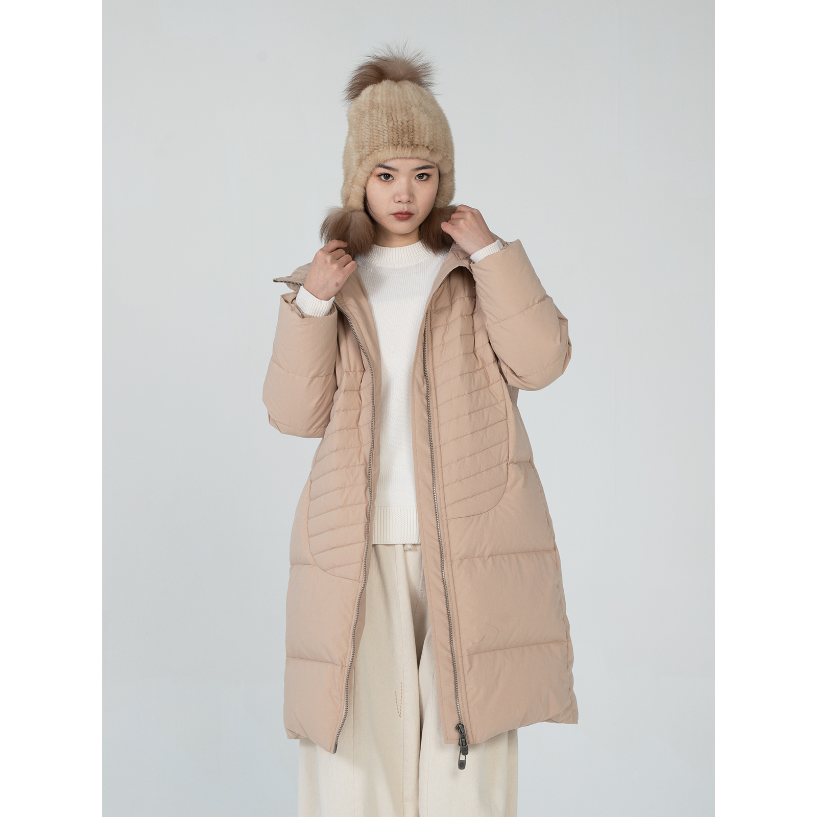 女装瑕疵品203241034新款宽松加厚连帽百搭宽松中长款羽绒服