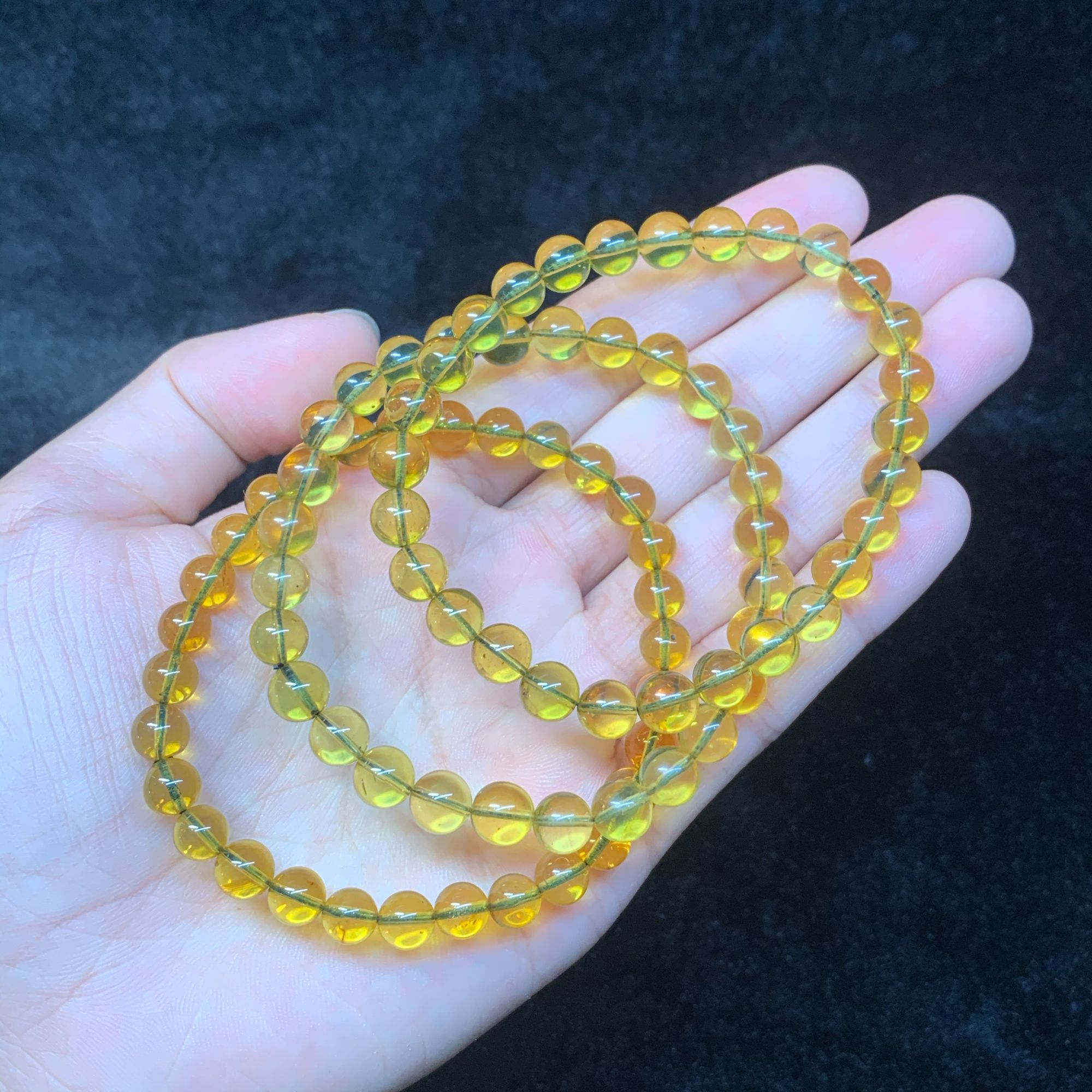 天然琥珀蓝珀缅料净水级圆珠单圈手串-多样性只发其中一个-SH5