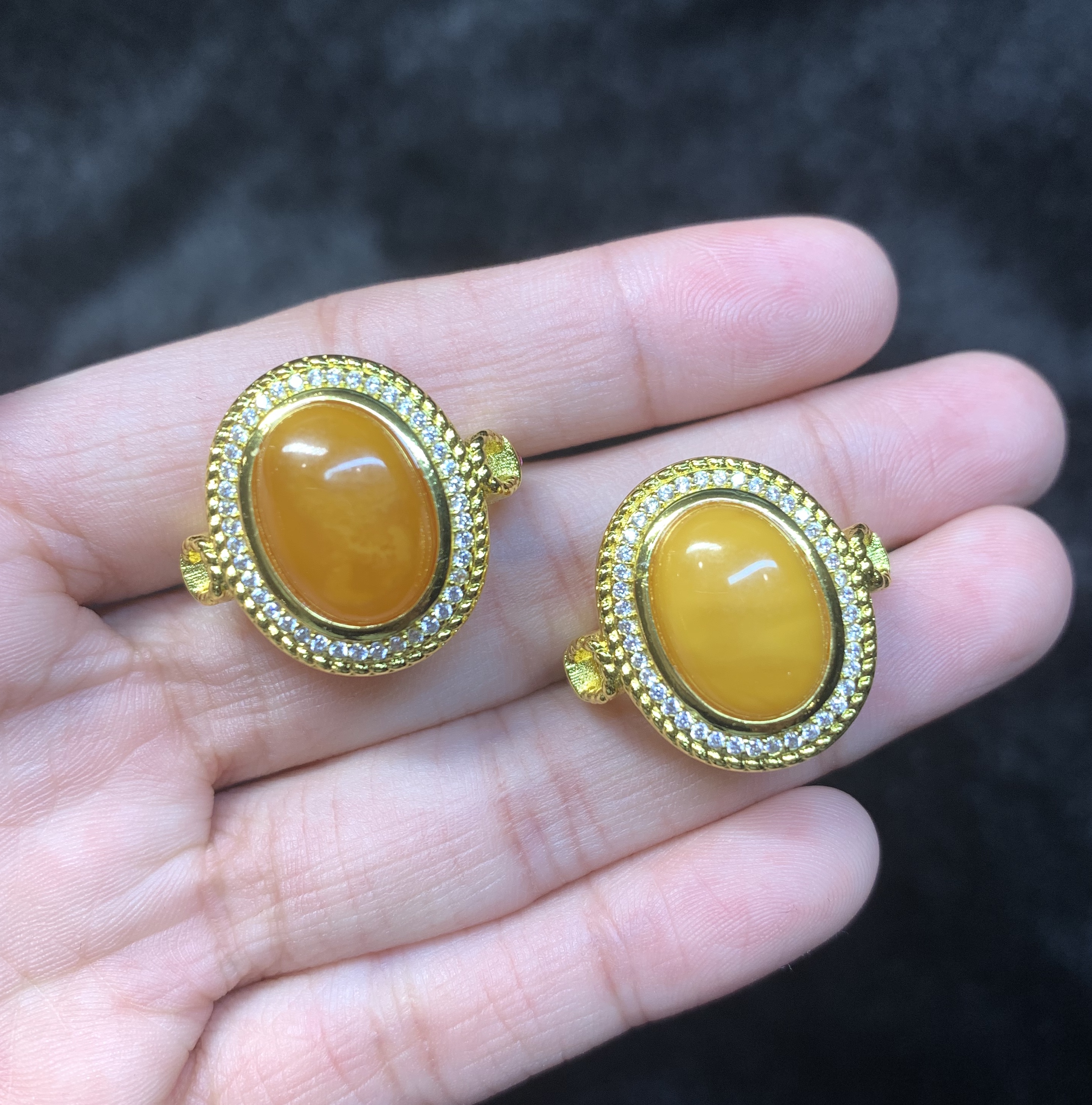 天然蜜蜡蛋面戒指-多样性只发其中一个-A7