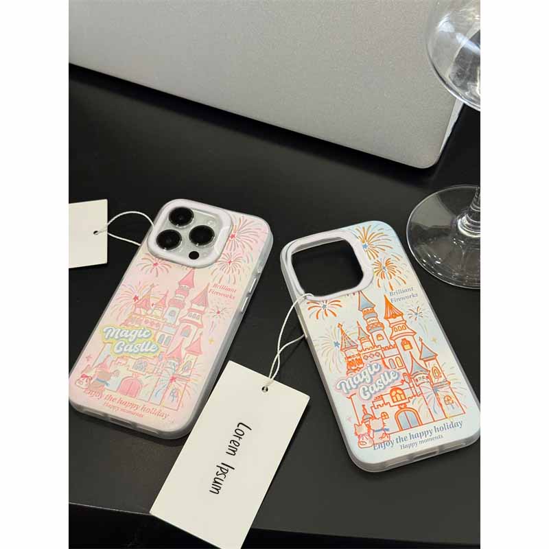 适用苹果系列iPhone15小众渐变14pro磨砂城堡烟花13p新款12手机壳
