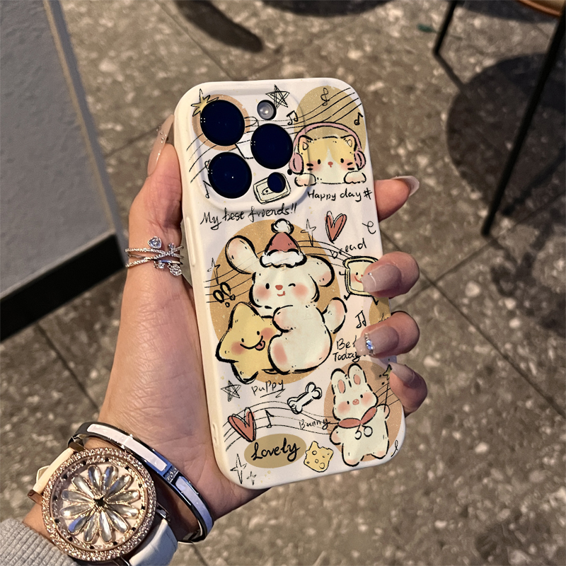 圣诞音乐小狗适用iphone15promax苹果手机壳14全包防摔创意个性女