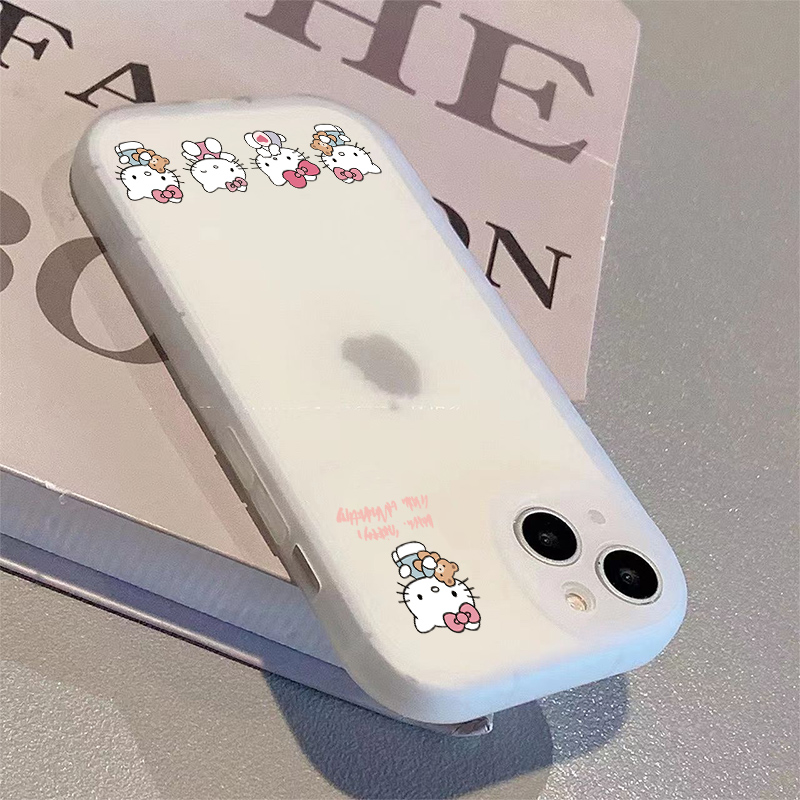 适用【苹果】小胖妹线条凯蒂猫手机壳软胶卡通ins可爱全包小众防摔x