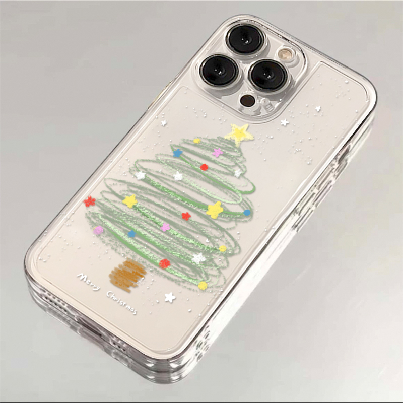 趣味圣诞树适用iphone15/13/14苹果手机壳华为vivo小米oppo透明软
