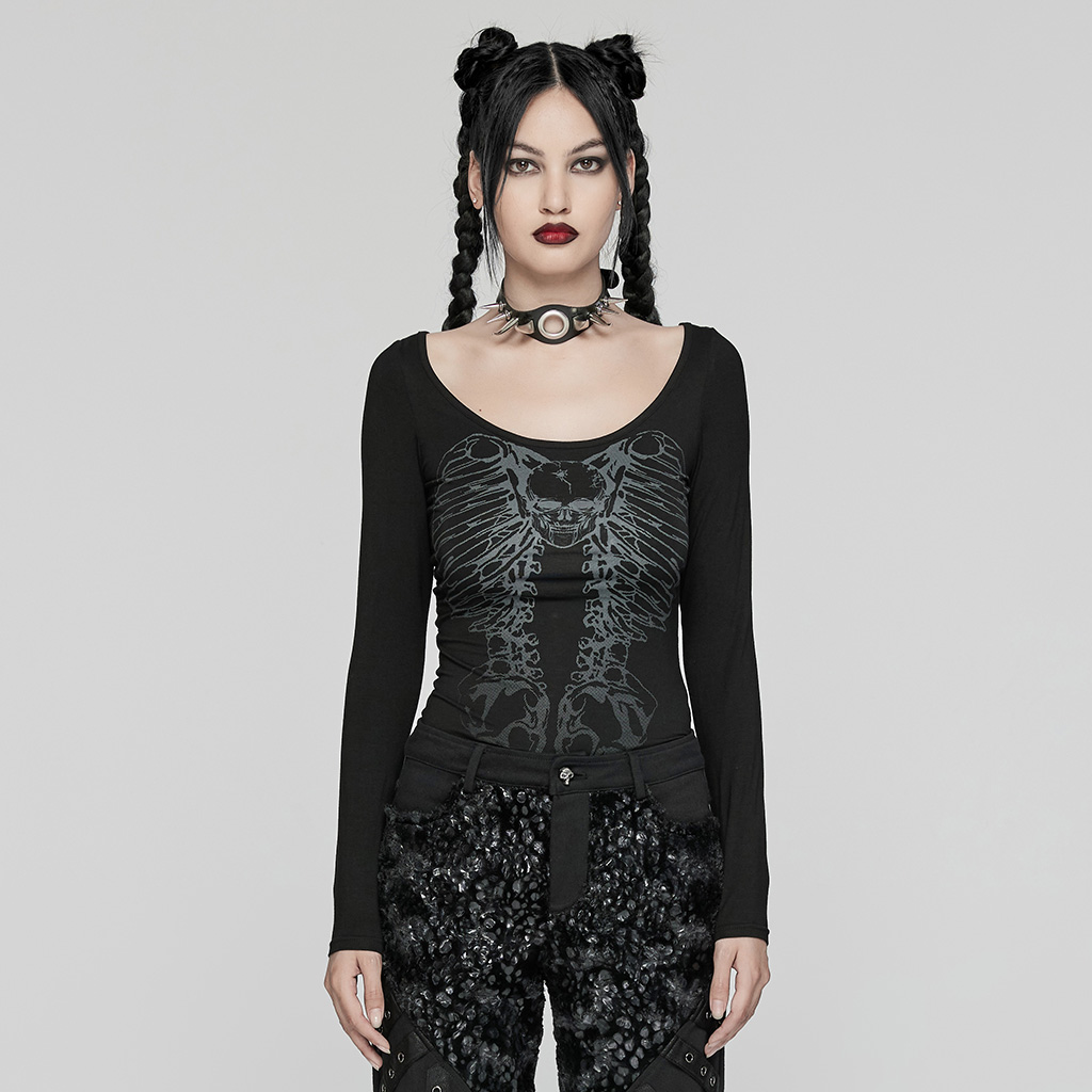PUNK RAVE秋季新品后背链条长袖T朋克WT-945TCF